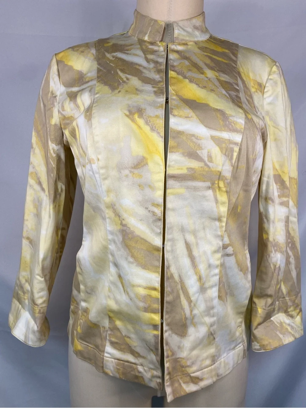 Chico's Yellow Marble-Print Lightweight Jacket Women’s Size 0